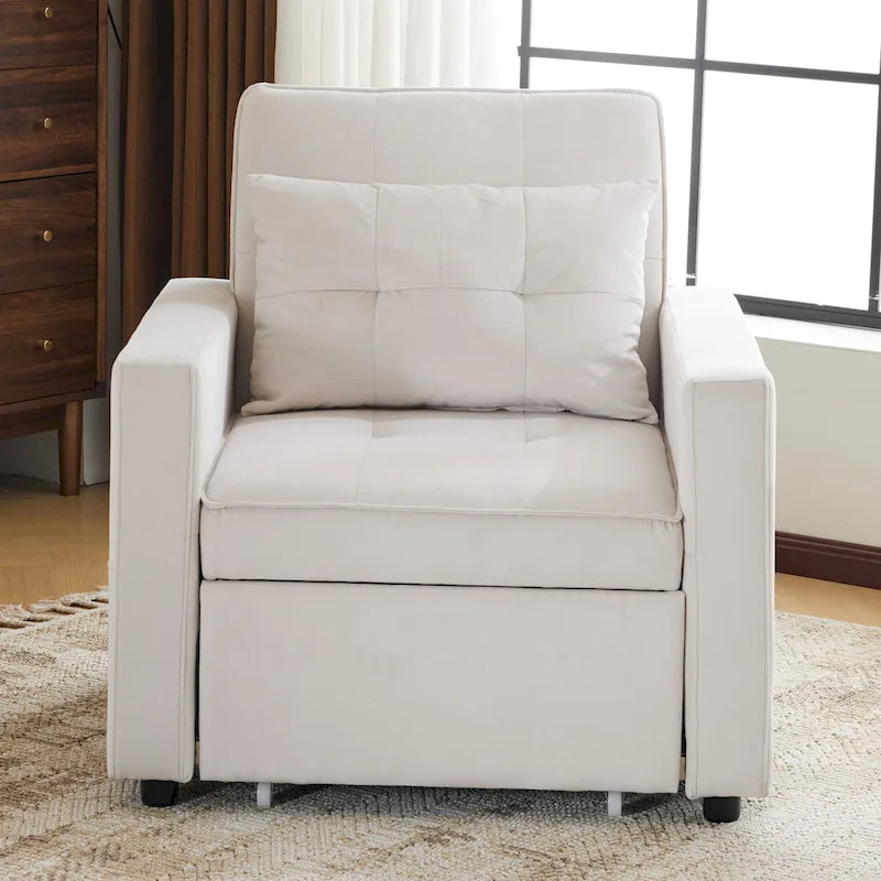 Christopher Knight Home - Sophia Convertible Sleeper Sofa Chair Bed with Adjustable Backrest and Built-In Pillow