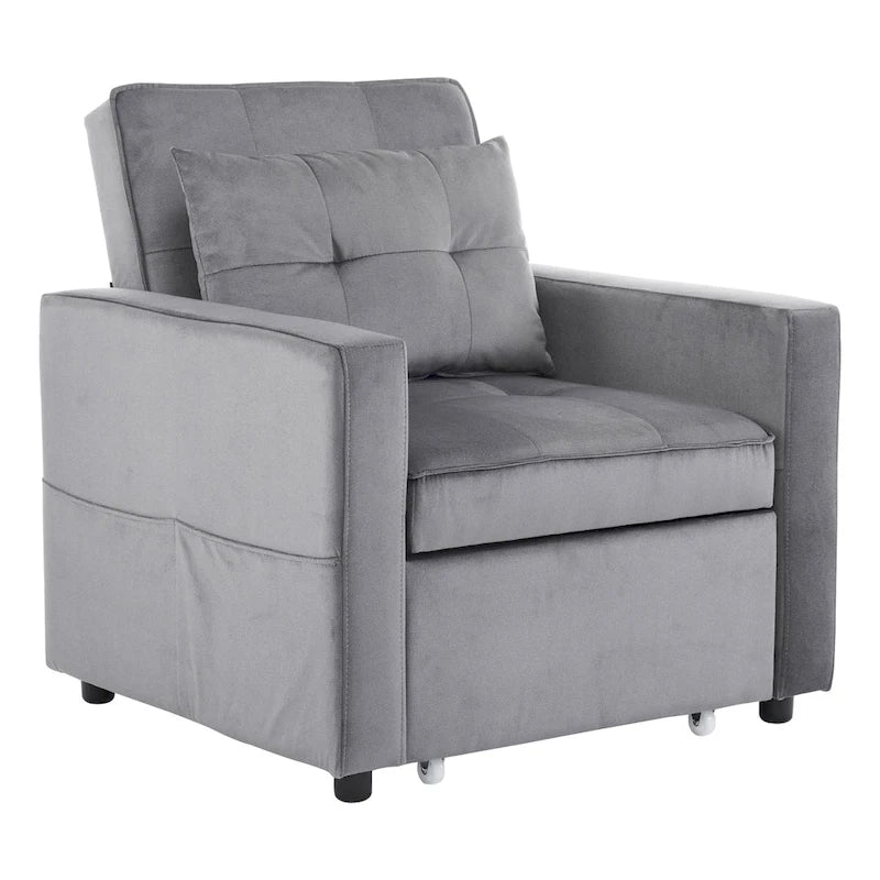 Christopher Knight Home - Sophia Convertible Sleeper Sofa Chair Bed with Adjustable Backrest and Built-In Pillow
