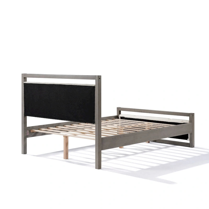 Christopher Knight Home Queen Platform Bed with Ivory Boucle Fabric Headboard