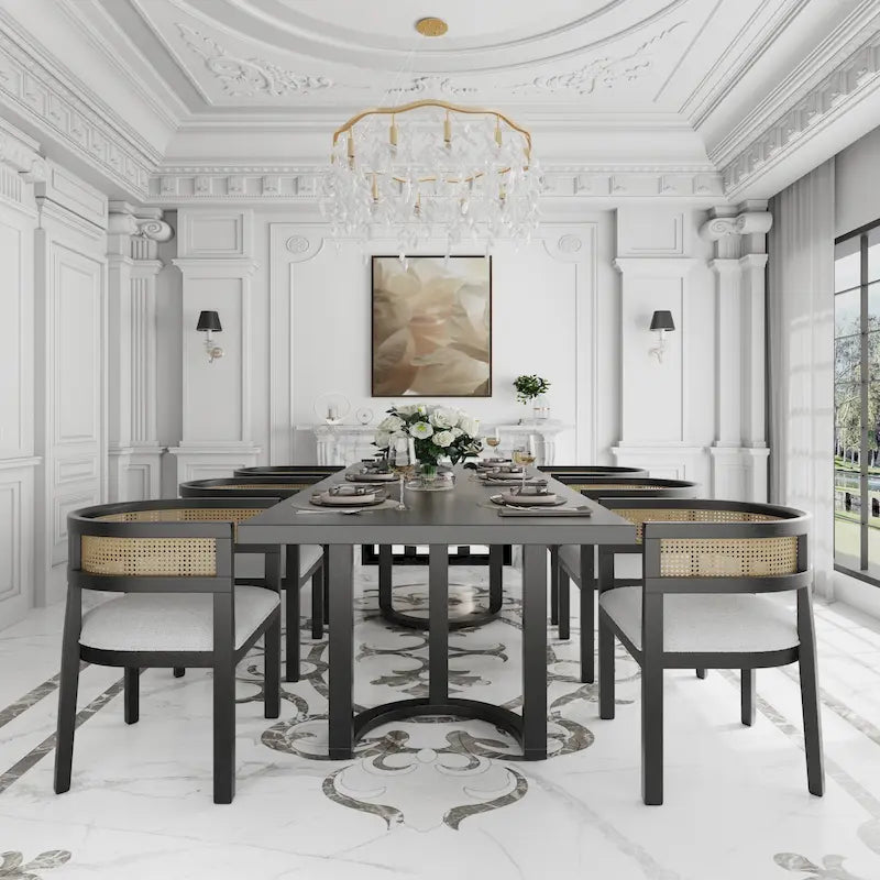 Lythor 7pc Dining Set with Cushioned Seats, Cane Rattan Webbing, Rubberwood by Christopher Knight Home