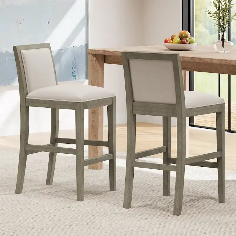 Kyrren Modern Upholstered 30.5-Inch BarStools with Cushioned Seat and Back, Set of 2 by Christopher Knight Home