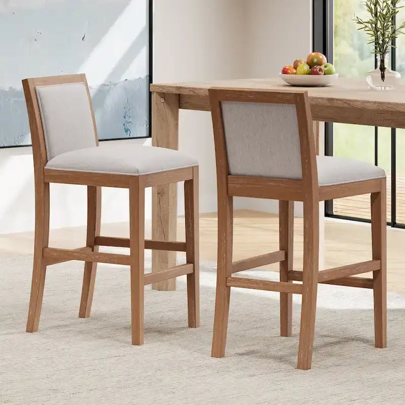 Kyrren Modern Upholstered 30.5-Inch BarStools with Cushioned Seat and Back, Set of 2 by Christopher Knight Home