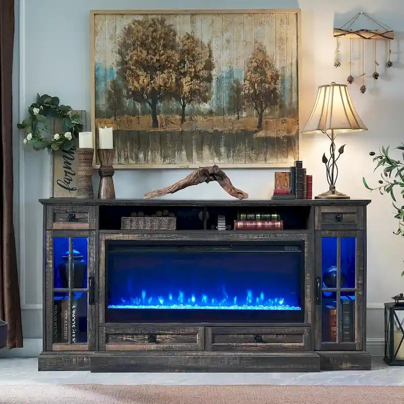 Fireplace TV Stand for 80 Inch TV, Entertainment Center,Media Console