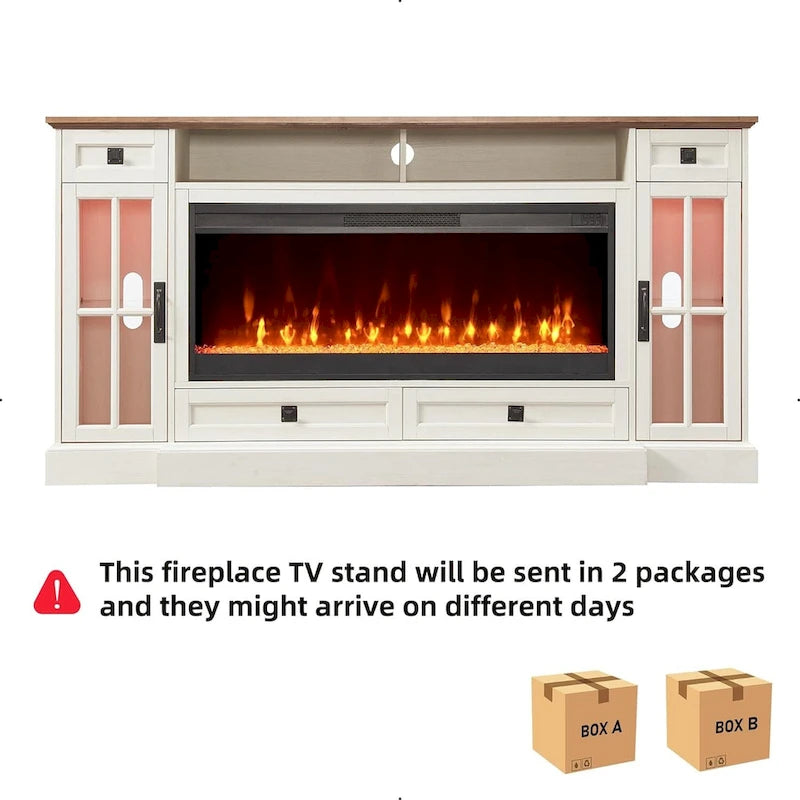 Fireplace TV Stand for 80 Inch TV, Entertainment Center,Media Console