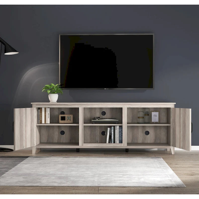 70 TV Stand with Doors & Open Storage for TVs Up to 60