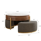 Lift-Top Coffee Table with Storage & 3 Ottomans