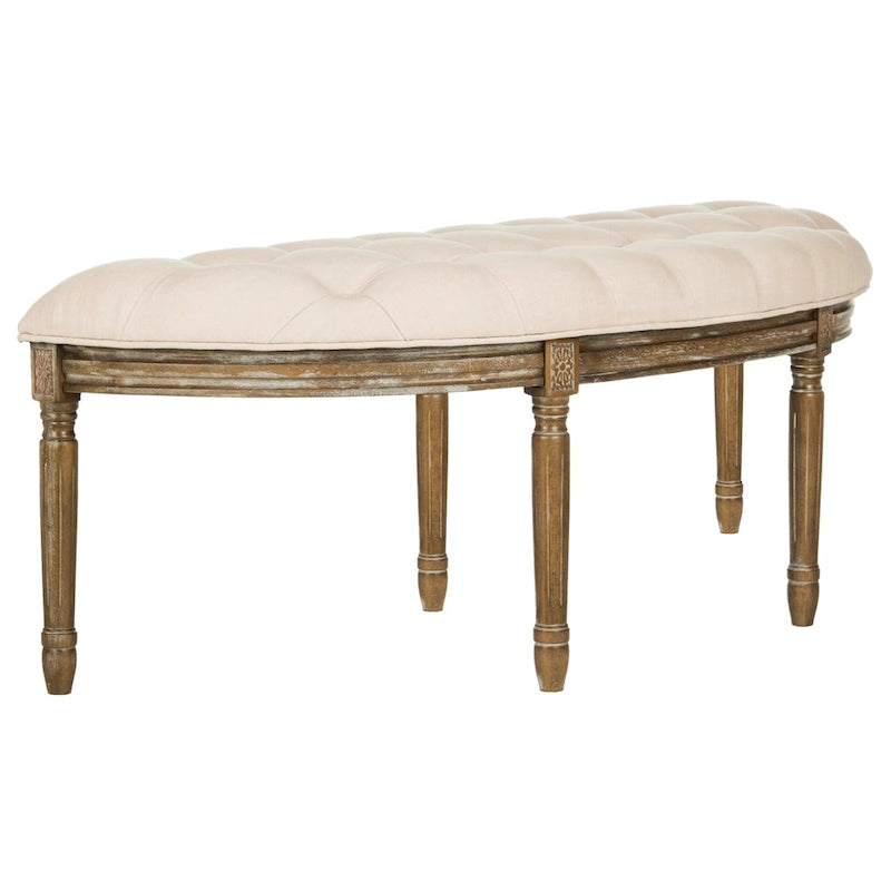SAFAVIEH Kerasoula Rustic Semi Circle Bench - 50 W x 19.3 D x 19.3 H - 50Wx19Dx19H