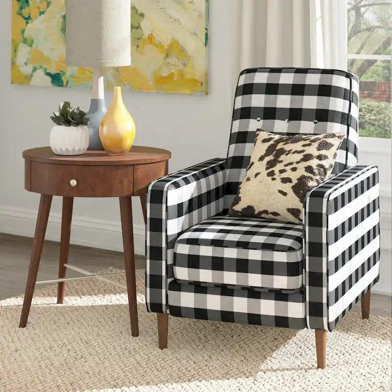 Ada Black and White Buffalo Check Plaid Accent Chair by iNSPIRE Q Classic