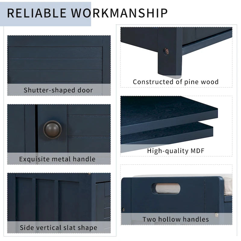 Storage Bench with 3 Shutter-shaped Doors