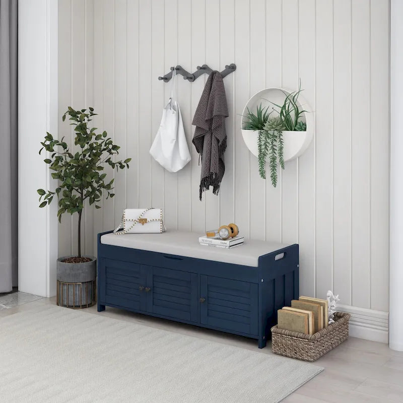 Storage Bench with 3 Shutter-shaped Doors