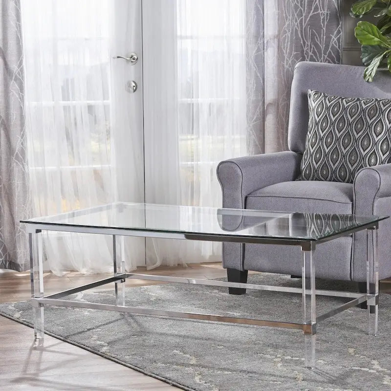 Bayla Modern Rectangle Glass Coffee Table by Christopher Knight Home - 26L x 48W x 18H