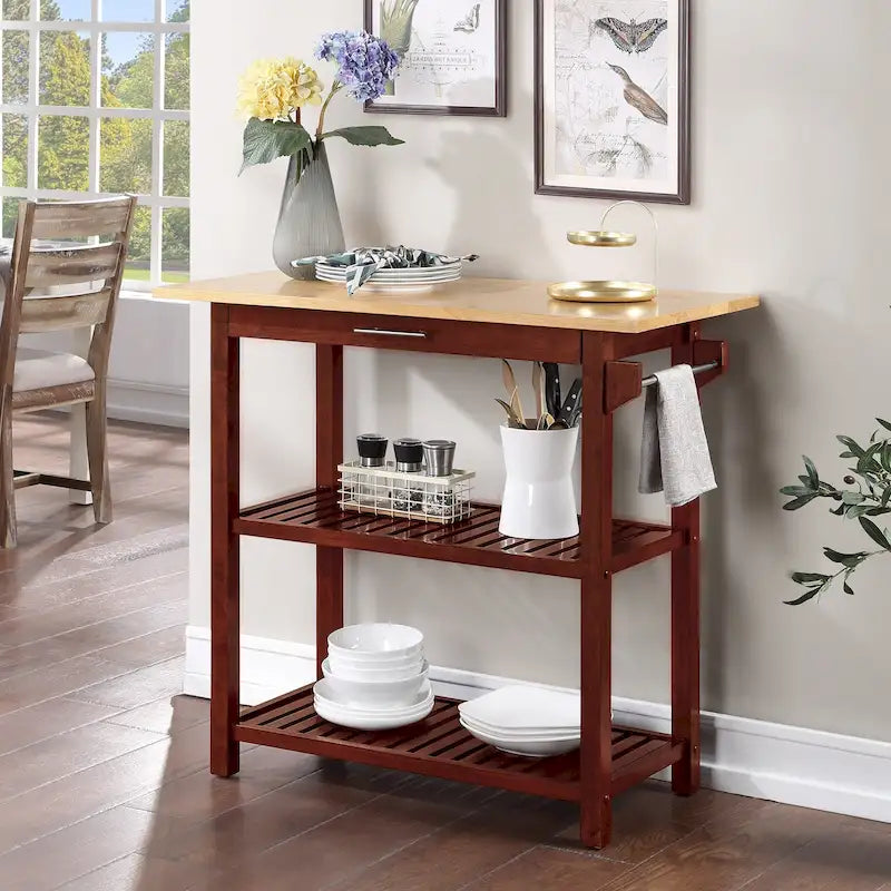 Designs2Go 3 Tier Butcher Block Kitchen Prep Island with Drawer