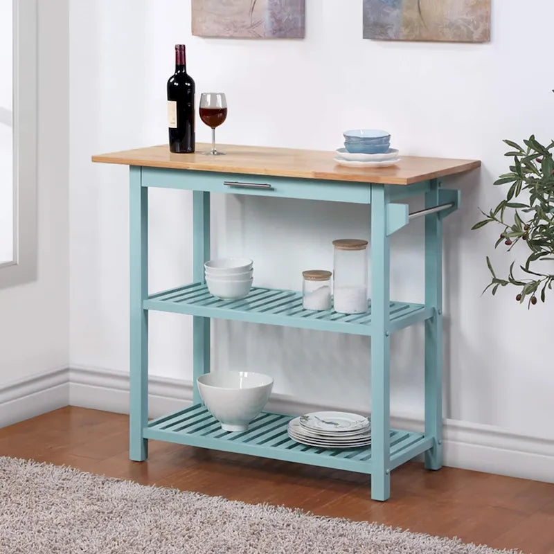 Designs2Go 3 Tier Butcher Block Kitchen Prep Island with Drawer