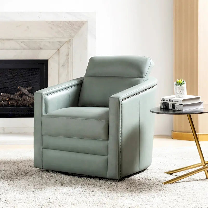 Jorge 28.74 Wide Genuine Leather Swivel Chair with Arms