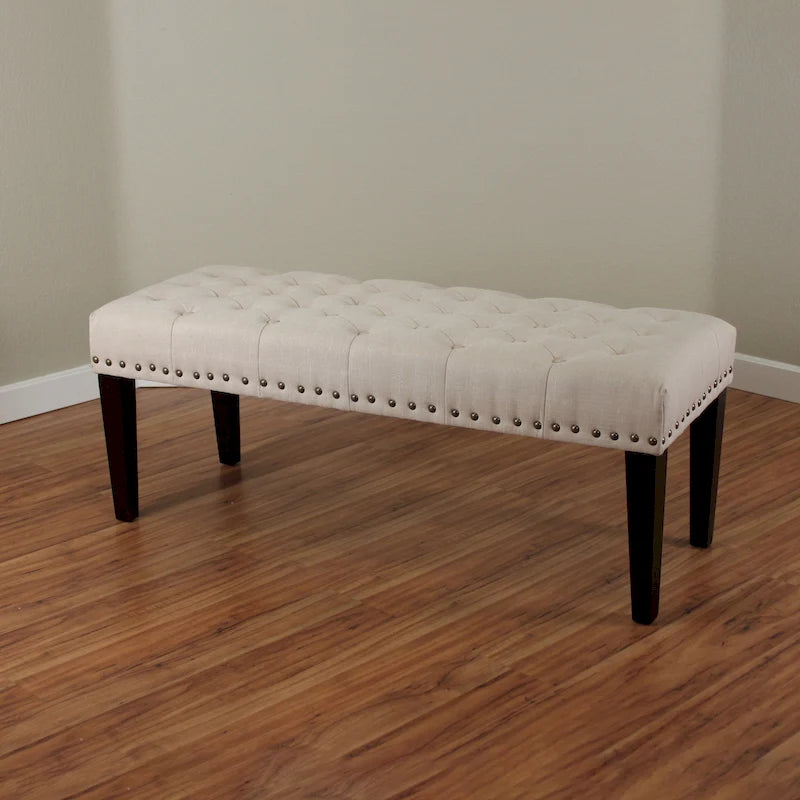 Sopri 49-inch Linen Upholstered Tufted Transitional Bench
