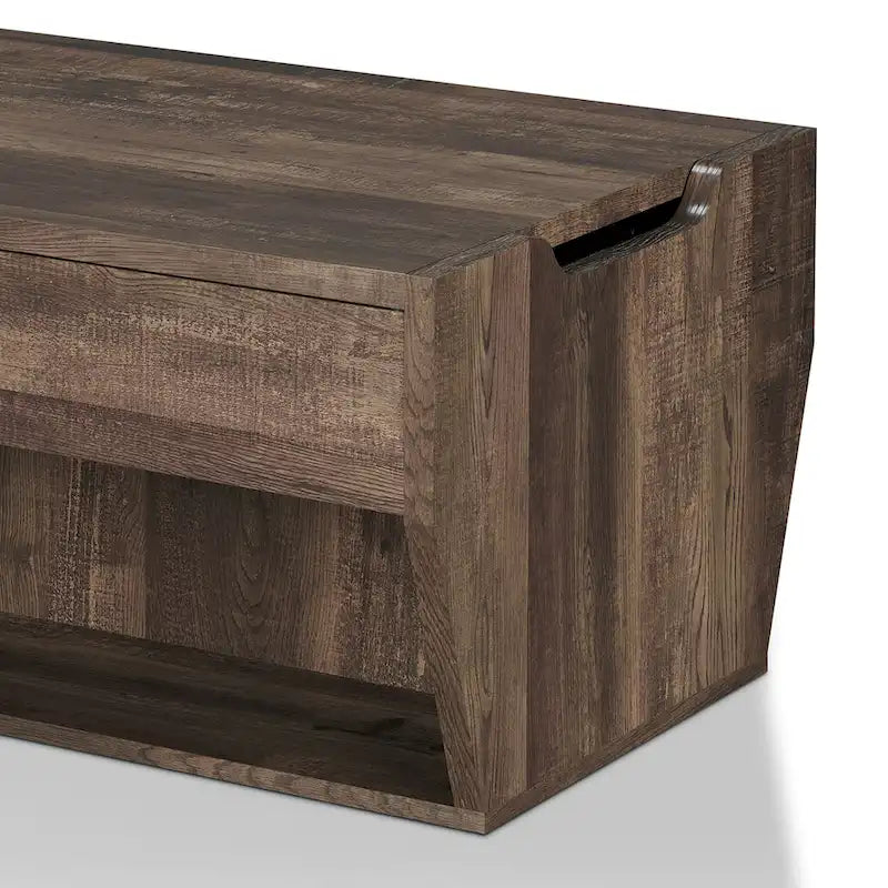 DH BASIC Rustic Oak Lift-Top 42 Storage Coffee Table by Denhour