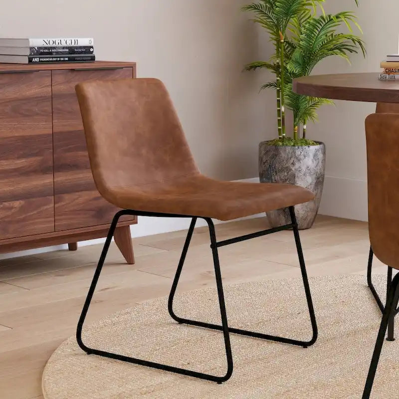 18 Inch Indoor Dining Table Chairs, LeatherSoft Upholstery-Set of 2