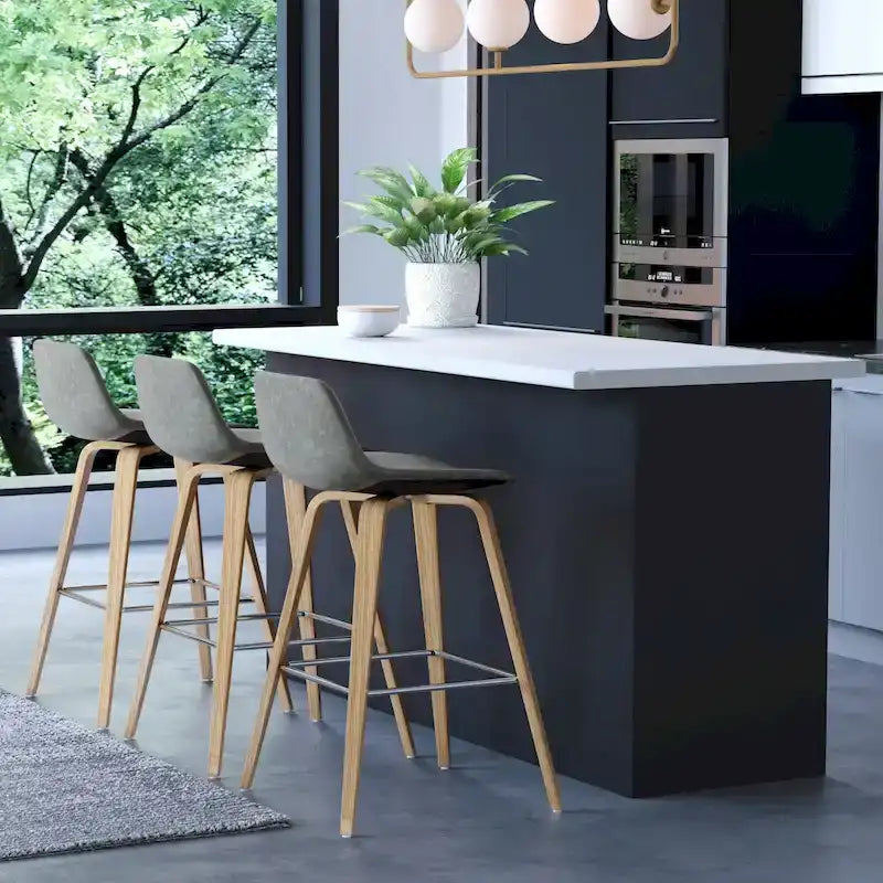 WYNDENHALL Cacey Mid Century Modern Bentwood Counter Height Stool (Set of 2) - 20.7 x 21.1 x 36.6