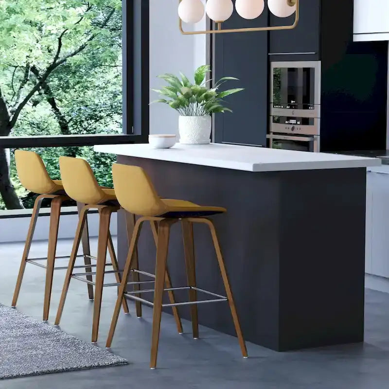 WYNDENHALL Cacey Mid Century Modern Bentwood Counter Height Stool (Set of 2) - 20.7 x 21.1 x 36.6