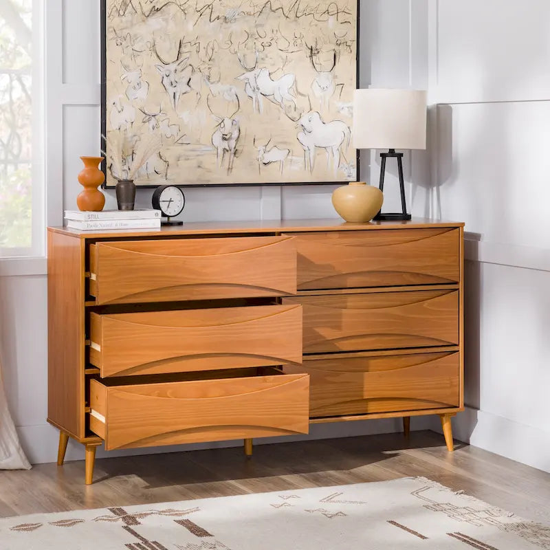 Middlebrook Designs Mid-Century 6-Drawer Solid Wood Dresser