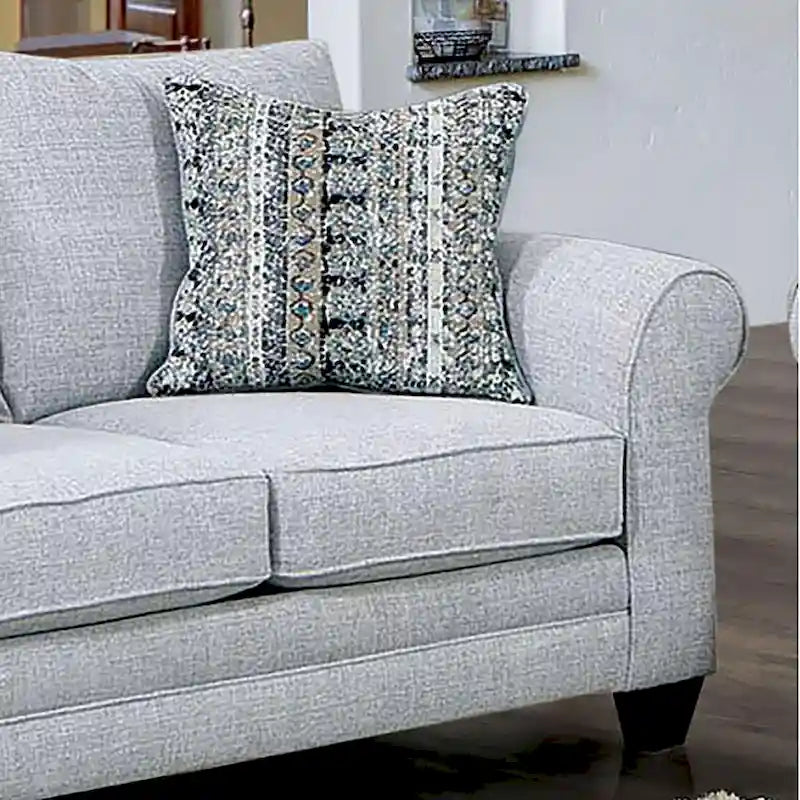 Nolinas Transitional Grey Fabric Loveseat with Pillows by Furniture of America