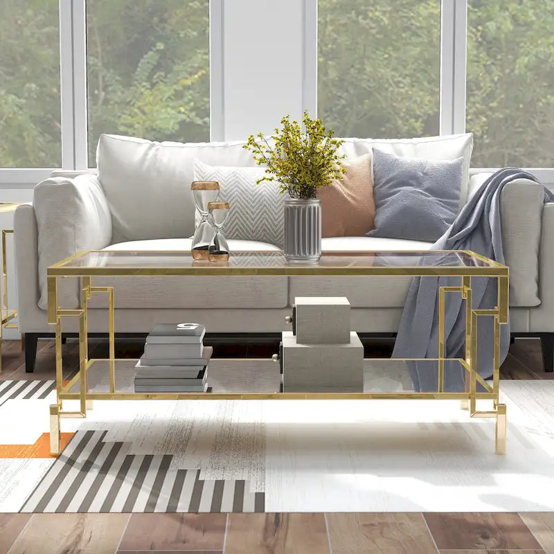 Yout Glam 43-inch Glass Top 1-Shelf Coffee Table by Furniture of America