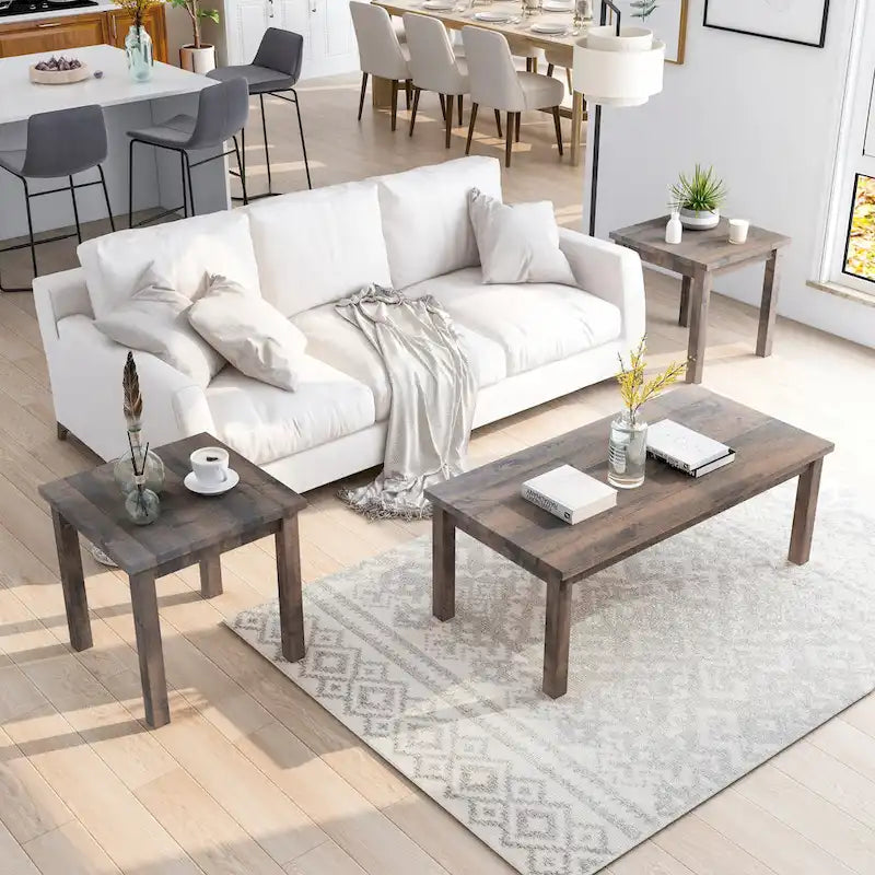 Boisee Transitional Natural Tone 48-inch Wood 3-Piece Coffee Table and Side Tables Set by Furniture of America
