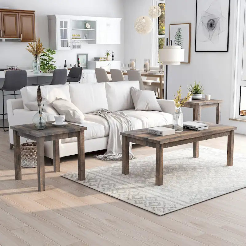 Boisee Transitional Natural Tone 48-inch Wood 3-Piece Coffee Table and Side Tables Set by Furniture of America