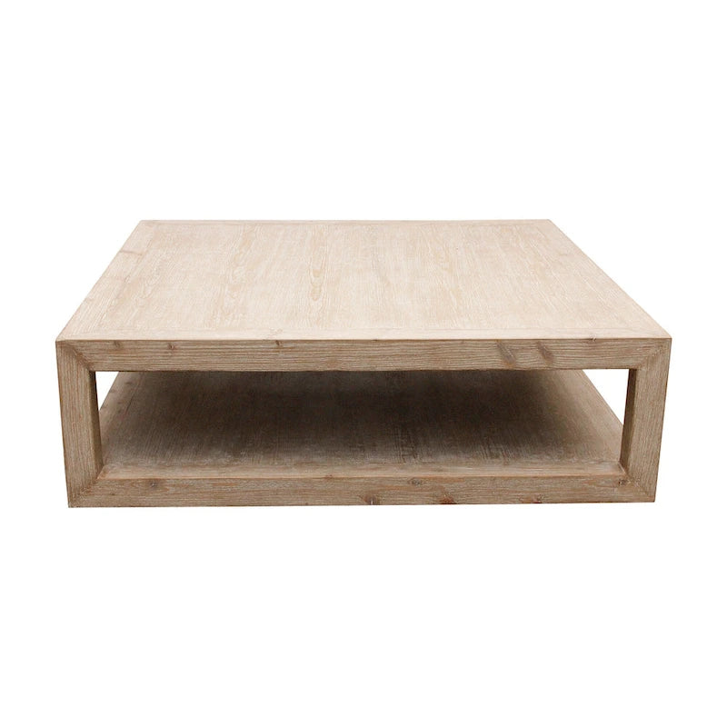 Artissance Versatile Peking Grand Framed Square Coffee Table With Weathered White Wash, 50 Inch Long