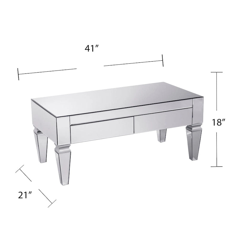 SEI Furniture Olivia Contemporary Mirrored Rectangular Coffee Table