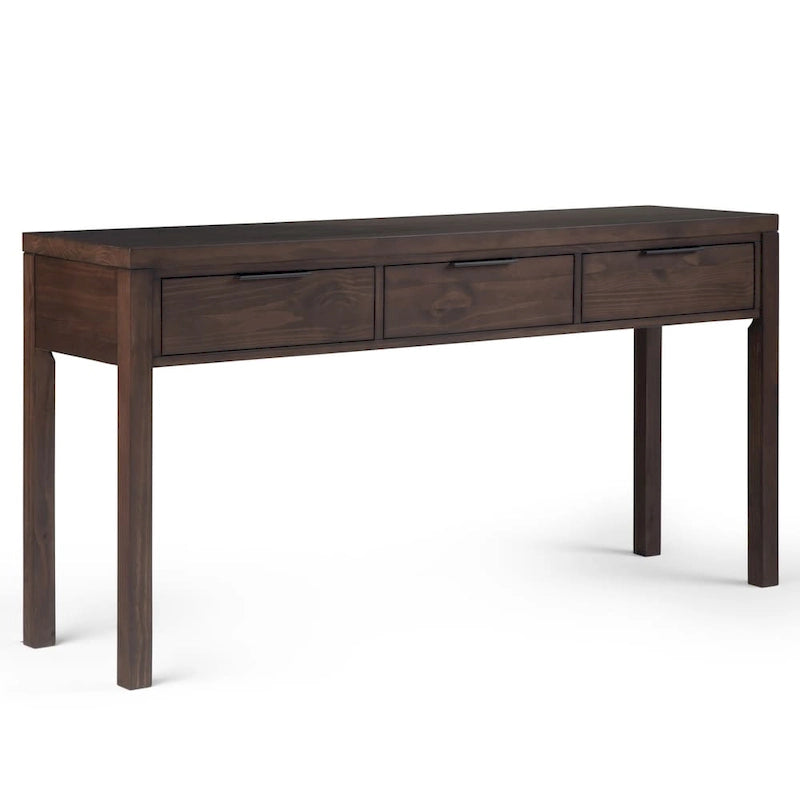 WYNDENHALL Fabian 60 inch Wide Solid Wood Contemporary Console Table in Warm Walnut Brown - 60 W x 16 D x 30 H
