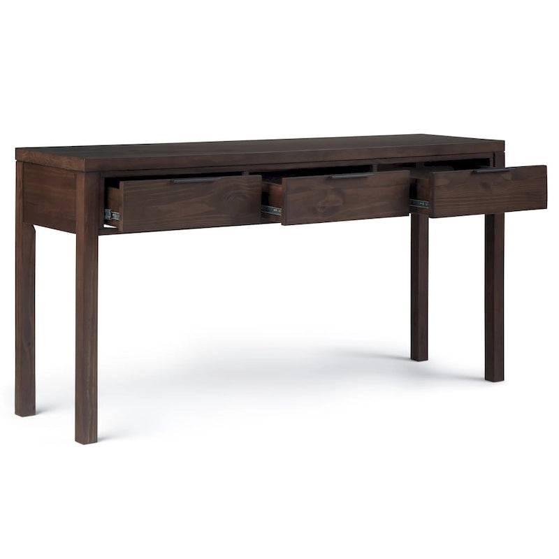 WYNDENHALL Fabian 60 inch Wide Solid Wood Contemporary Console Table in Warm Walnut Brown - 60 W x 16 D x 30 H