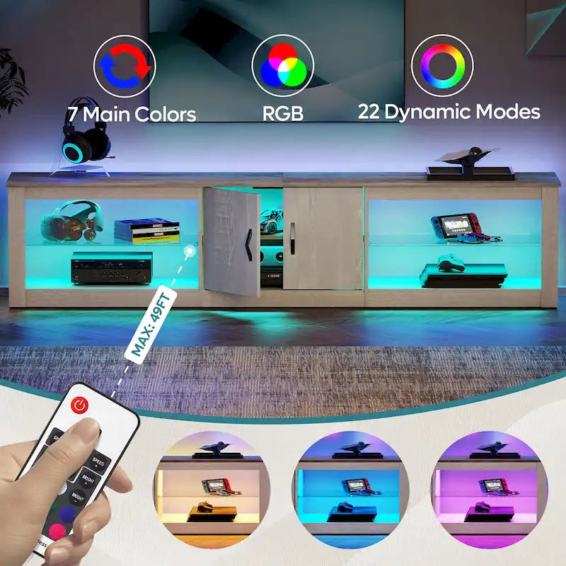 80 TV Stand LED Entertainment Center for TVs up to 85 with Two Storage Cabinets - 80 inch