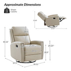 Fiacro 30.31Wide Modern Genuine Leather Wingback Swivel Rocker Recliner with Nailhead Trims, Set of 2