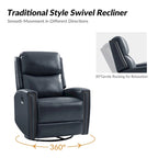 Fiacro 30.31Wide Modern Genuine Leather Wingback Swivel Rocker Recliner with Nailhead Trims, Set of 2