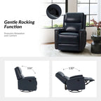 Fiacro 30.31Wide Modern Genuine Leather Wingback Swivel Rocker Recliner with Nailhead Trims, Set of 2