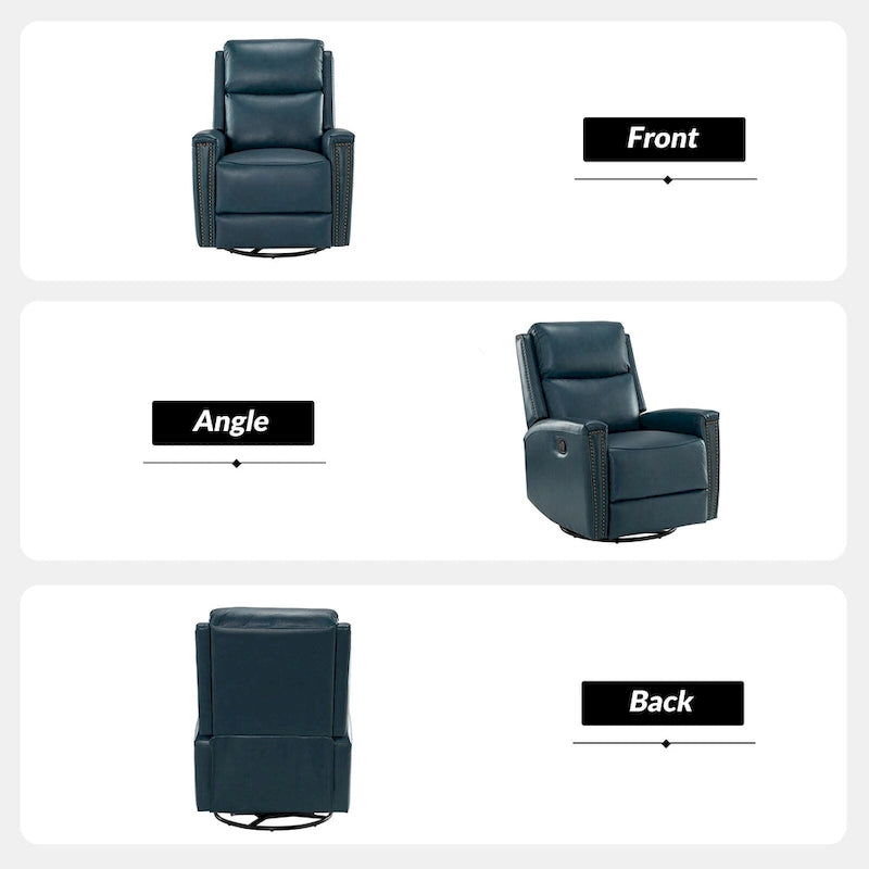 Fiacro 30.31Wide Modern Genuine Leather Wingback Swivel Rocker Recliner with Nailhead Trims, Set of 2