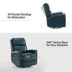 Fiacro 30.31Wide Modern Genuine Leather Wingback Swivel Rocker Recliner with Nailhead Trims, Set of 2