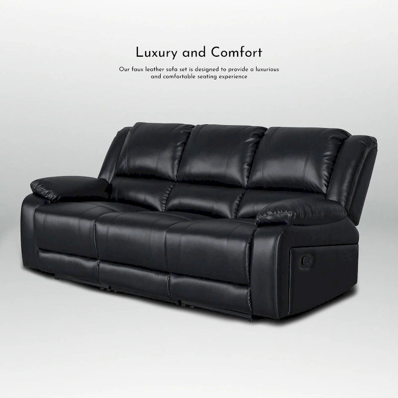 82 Width Modern Contemporary Faux Leather Manual Reclining Sofa