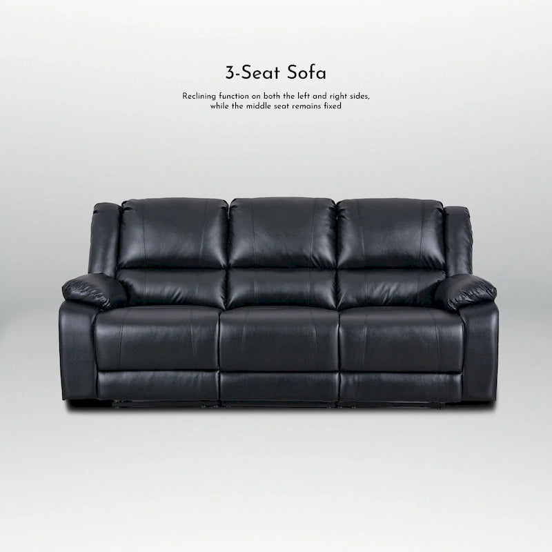 82 Width Modern Contemporary Faux Leather Manual Reclining Sofa