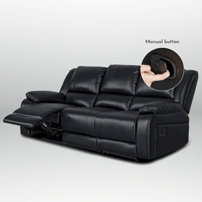 82 Width Modern Contemporary Faux Leather Manual Reclining Sofa