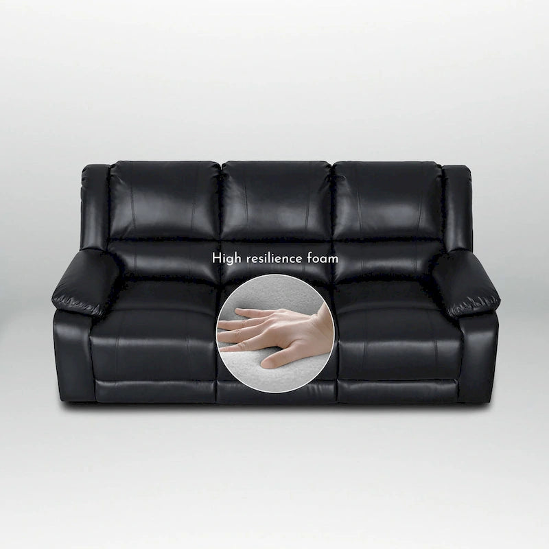 82 Width Modern Contemporary Faux Leather Manual Reclining Sofa