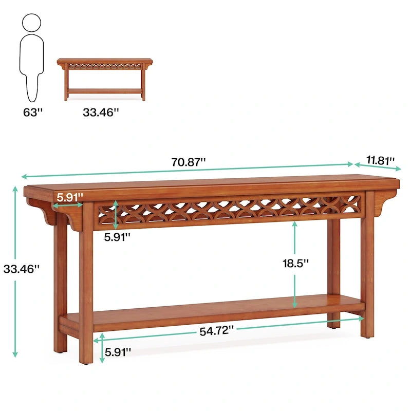 Solid Wood Sofa Table Narrow Long for Living Room Entryway