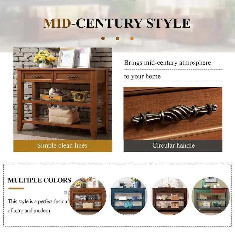 Mid-Century Style 42 Solid Wood Buffet Sideboard