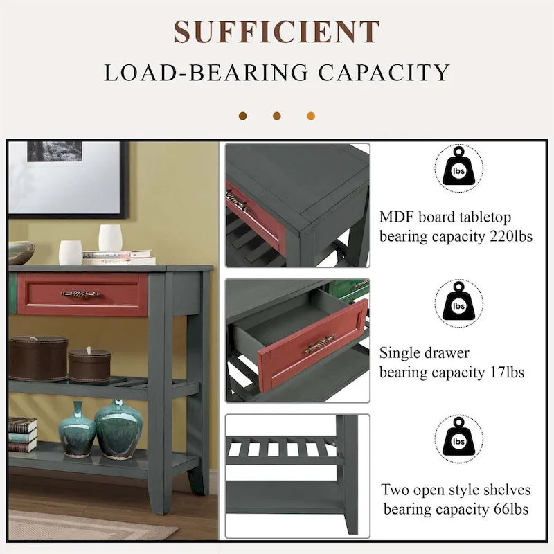 Mid-Century Style 42 Solid Wood Buffet Sideboard