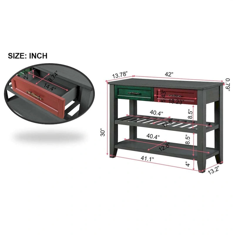 Mid-Century Style 42 Solid Wood Buffet Sideboard