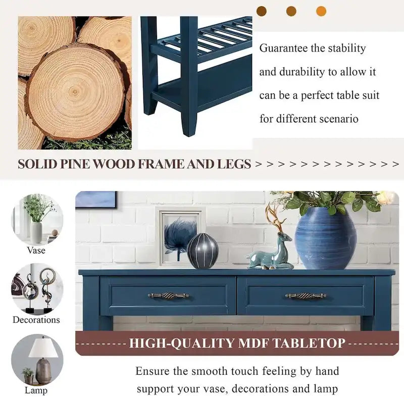 Mid-Century Style 42 Solid Wood Buffet Sideboard