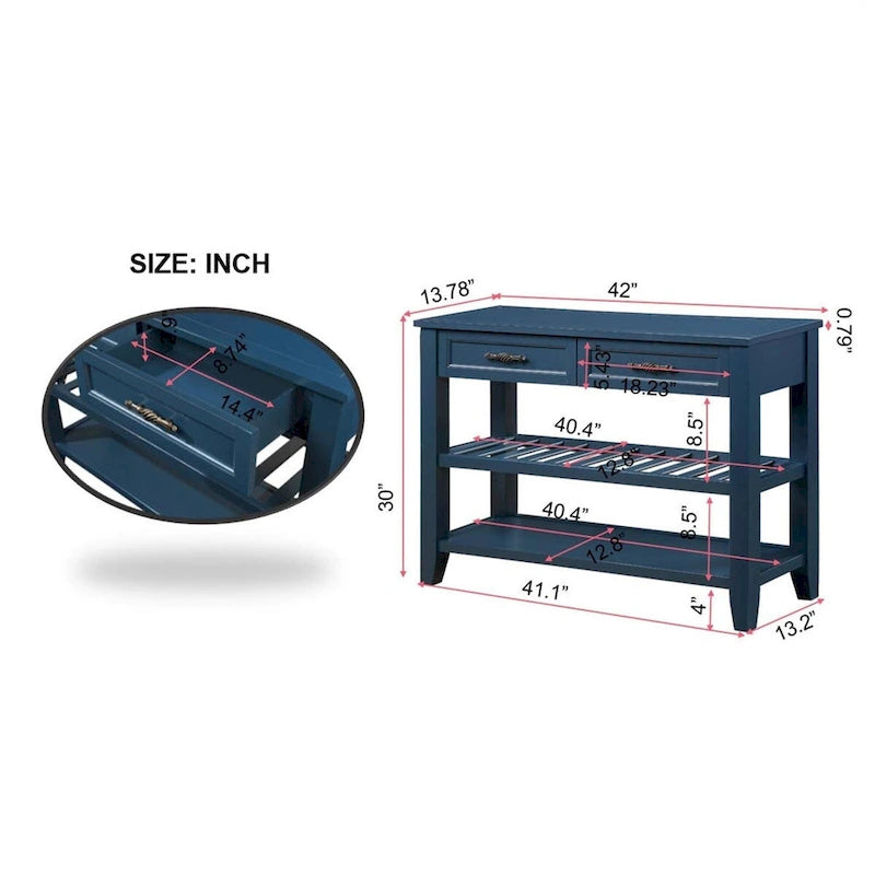 Mid-Century Style 42 Solid Wood Buffet Sideboard