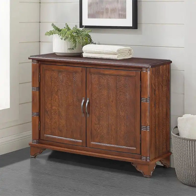 40 Pine 2 Door Storage Cabinet, Sideboard Buffet with Doors and Adjustable Shelf, Wood Entryway Chest, Cupboard