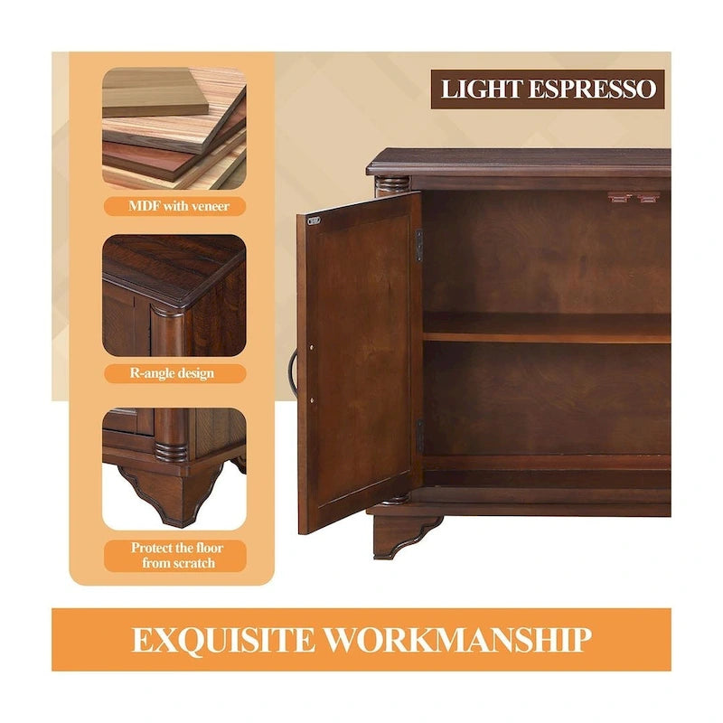 40 Pine 2 Door Storage Cabinet, Sideboard Buffet with Doors and Adjustable Shelf, Wood Entryway Chest, Cupboard